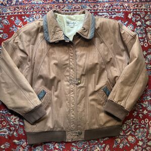 Split End Ltd Vintage 80’s 100% Leather Bomber Jacket Large Soft Brown